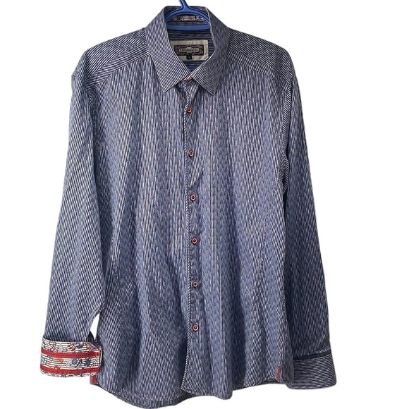 7 Downie St button down shirt button up flip cuff business career sz Lg - Picture 1 of 14